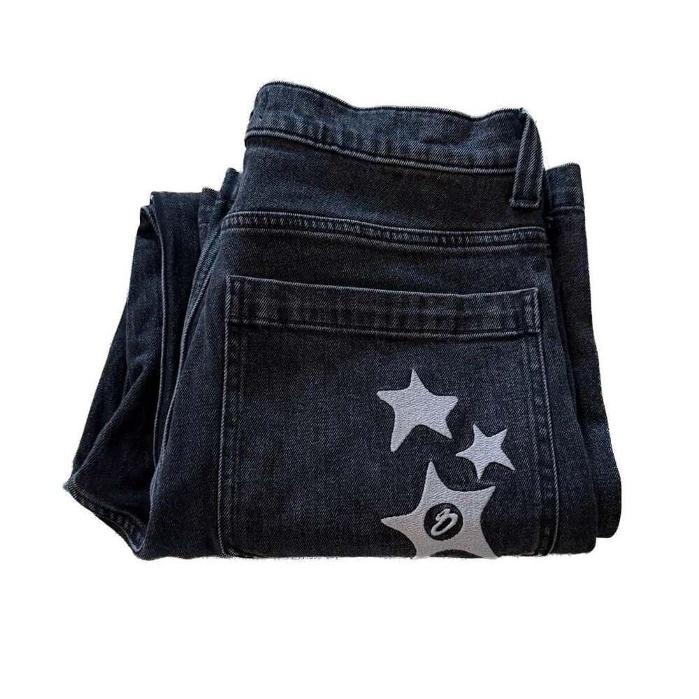 Hollister Super Baggy Washed Black Star Graphic JNCO Style Denim Jeans 32/32